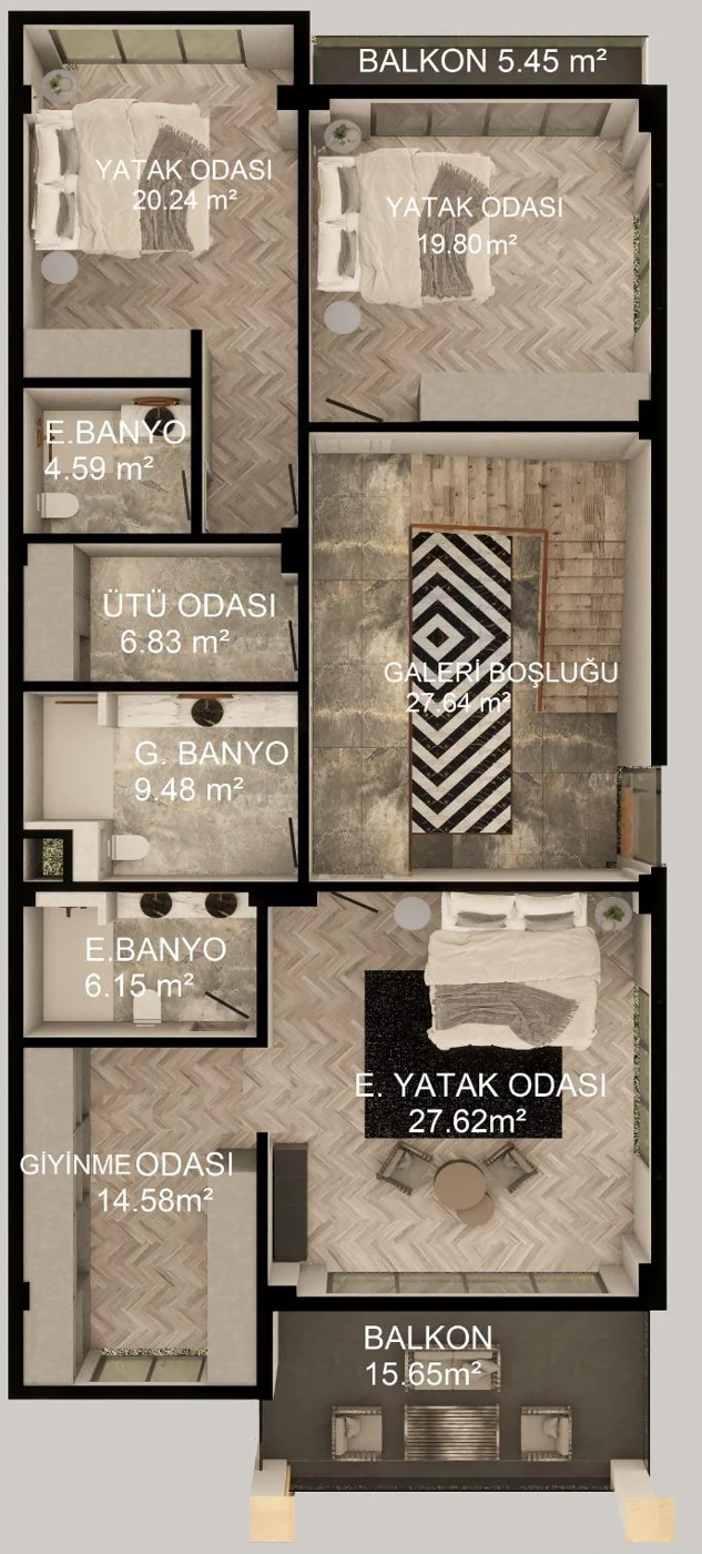 Moderna Villaları Dubleks villa · 1. kat — plan